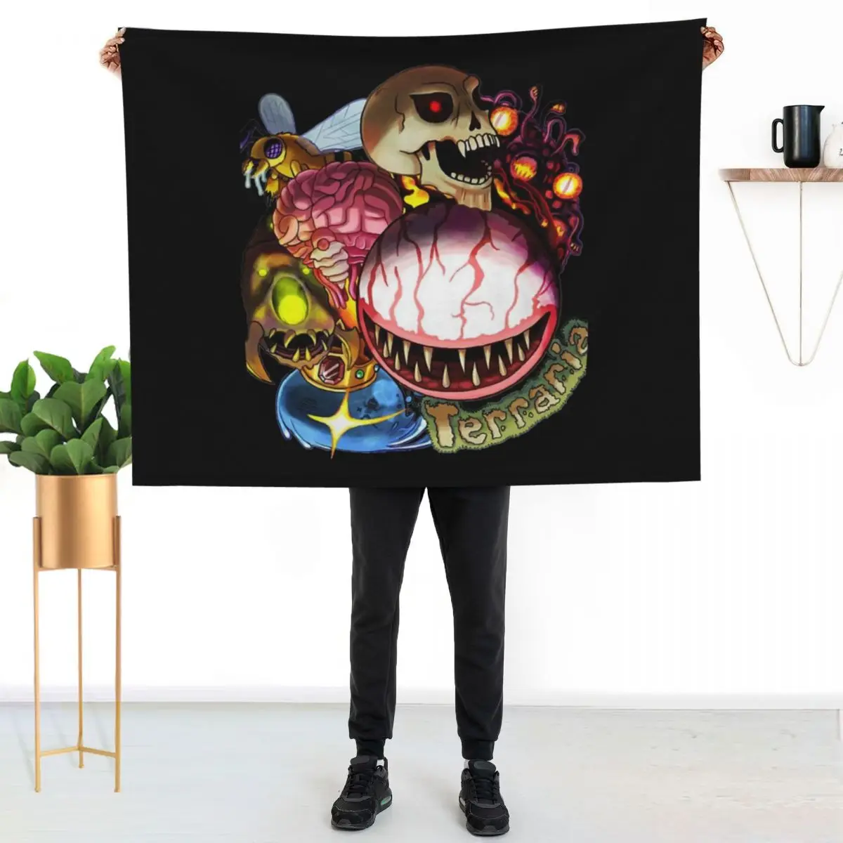 

Gifts For Men Terraria Game Boss For Fans Rush Halloween Throw Blanket Soft Sherpa Fleece Warm Blanket for Winter