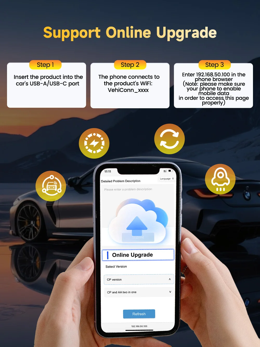 CarlinKit 2-in-1 CarPlay Android Auto Wireless Adapter WLAN 5GHz Kabelloses CarPlay Auto AI Box für Smart Car Systeme Plug-and-Play – Detail 10