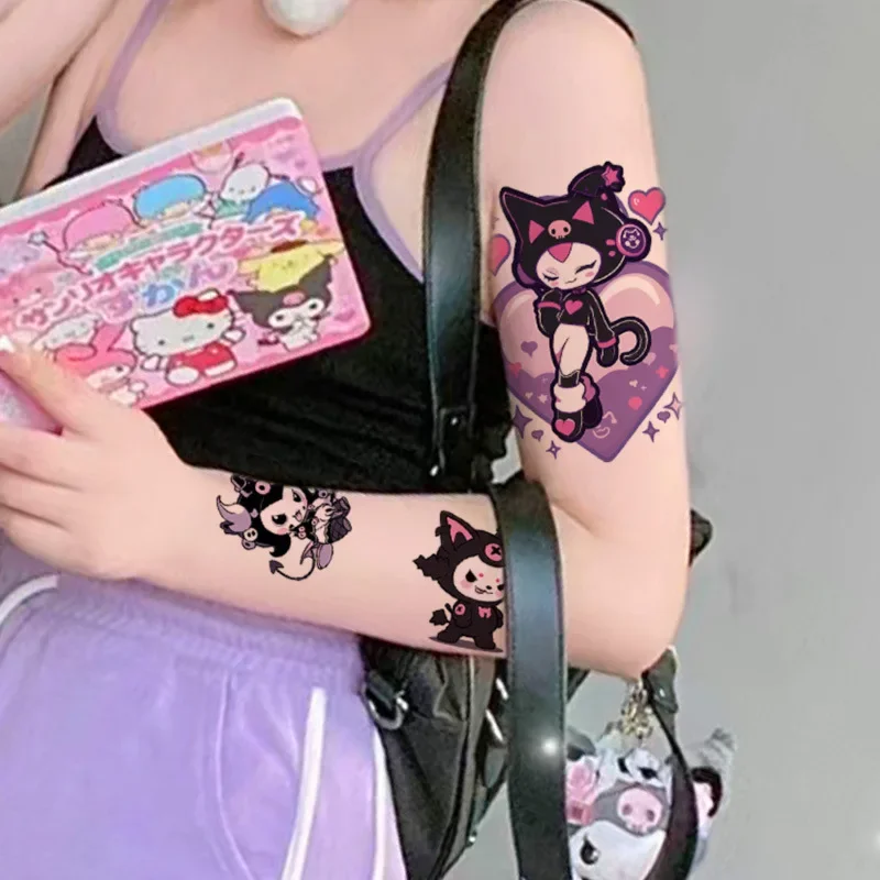 2024 Sanrio Hello Kitty Temporary Tattoos Stickers Kuromi Kawaii Anime Waterproof Tattoos Sticker for Girls Cartoon Cute Toys