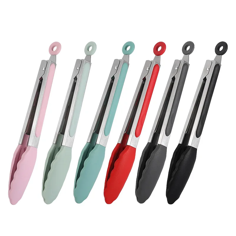 9 Inches Food Grade Silicone Creative Non-Slip Silicone Bread Tong Serving Tong Kitchen Tools BBQ Tools Accessories