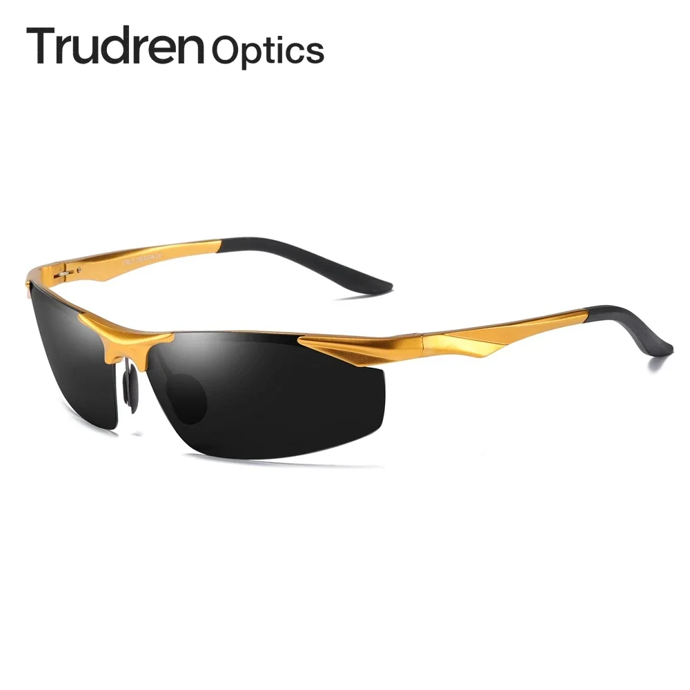 

Trudren Aluminum Semi-rimless Polarized Sunglasses for Men Outdoor Sports Running Sun Glasses Wrap-around Cycling Sunglass 5804