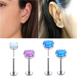VOJO 20G G23 Titanium Flat Back Earrings Nose Stud Opal Threadless Tragus Labret Cartilage Medusa Piercing Jewelry