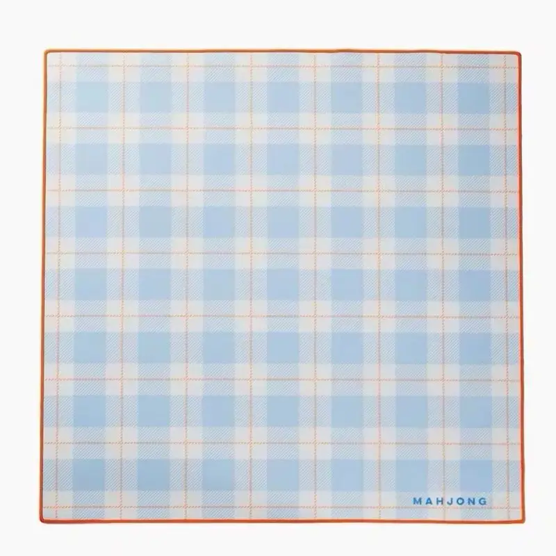 Simple Light Blue Printed Mahjong Table Mat Anti-Slip Noise Reduction for Card Game Table Playing Room Home Decor