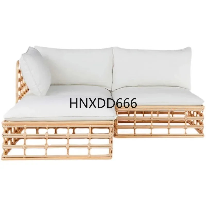 Outdoor rattan sofa combination, courtyard waterproof sunscreen rattan chair furniture