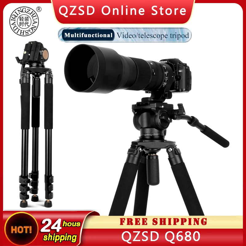 

Q680 Video Fluid Head Tripod 192cm Professional Heavy Duty Camera Tripod Max Load 8kg for Nikon Canon Sony DSLR Camera Camcorder