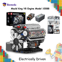 Mould King V8 Engine MOC Simulation Scale Model Kit with Battery and L Motor Electrically Driven Building Blocks Toy Gift 10088