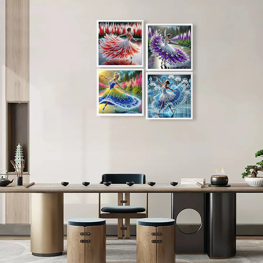 

4pcs 5D DIY Partial Special Shaped Drill Diamond Painting Kit Girl Decor 30x30cm