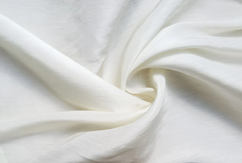 50cm*113cm Natural White Slub Silk Linen Gauze Fabric Soft For Clothing 25.8 momme Heavy