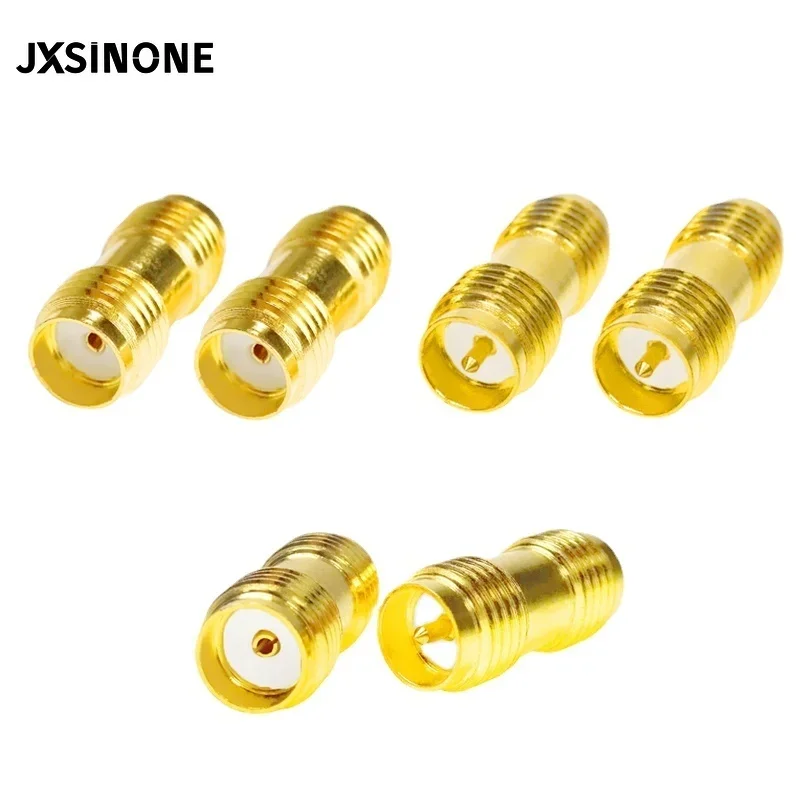 jxsinone adaptador sma adaptador rp sma femea pino para sma femea pino conector duplo reto de cobre banhado a ouro 01