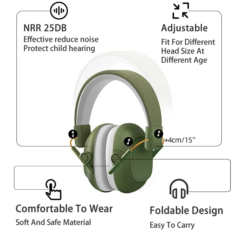 Earmuffs Adjustable Ear Protector Cute Child Anti-Noise Head For Study Sleep Noise Reduction Cancelling Kid Hearing Protection