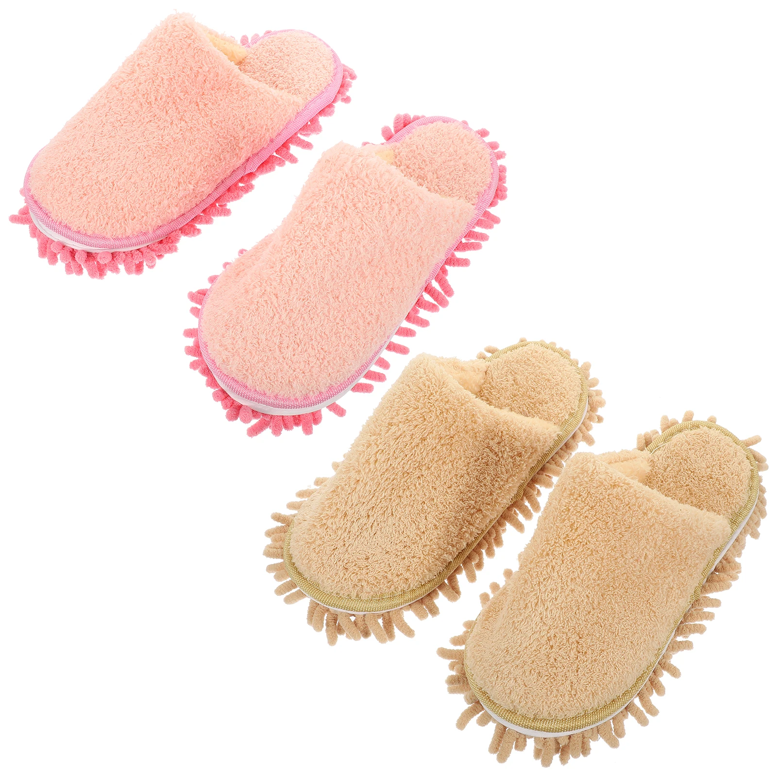 

2 Pairs Chenille Fleece Slippers Comfortable Washable Sweeping Shoes Duster Floor Mop Socks Reusable Cleaning Household