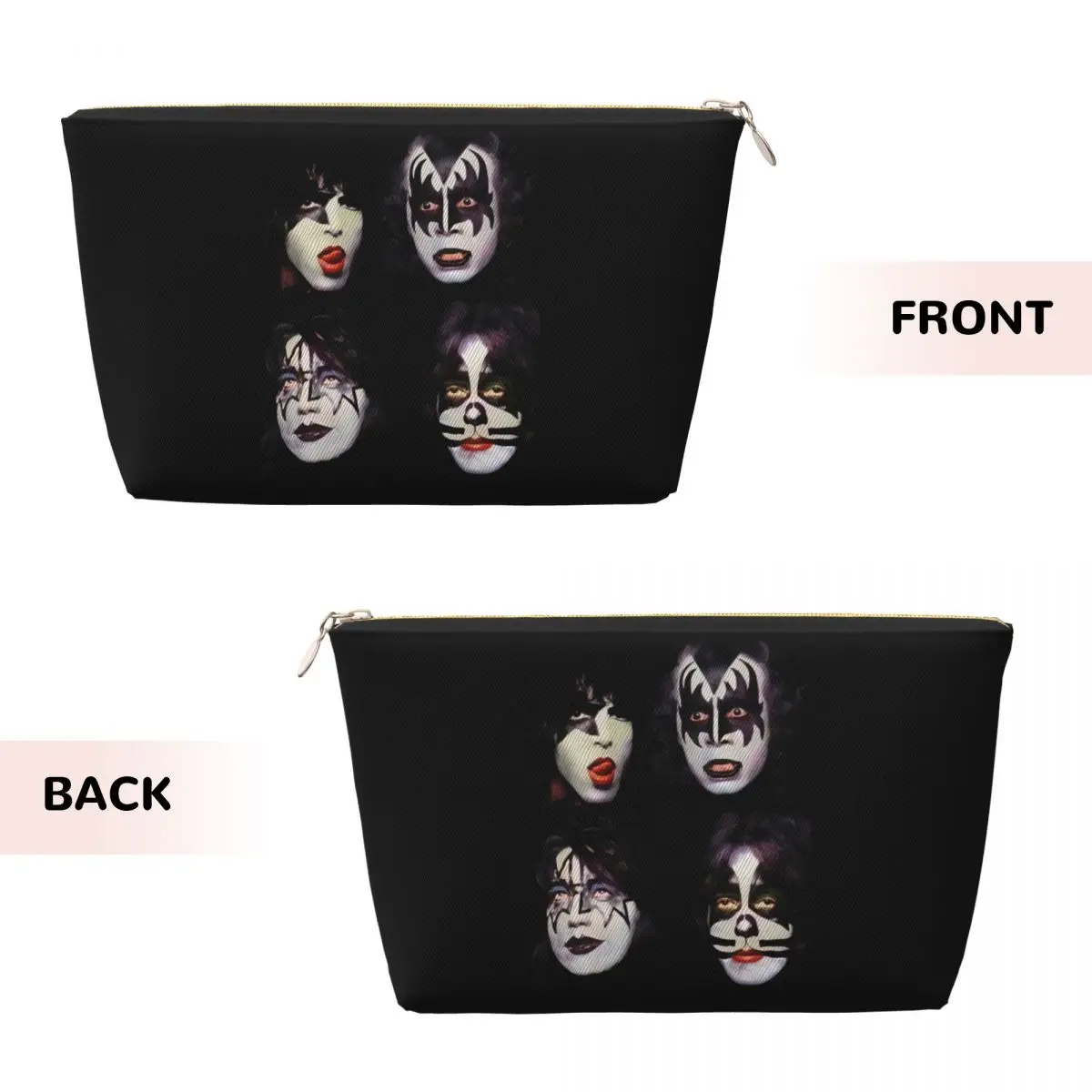 Custom Travel Kiss Rock Metal Band Toiletry Bag Portable Makeup Cosmetic Organizer for Women Beauty Storage Dopp Kit Box