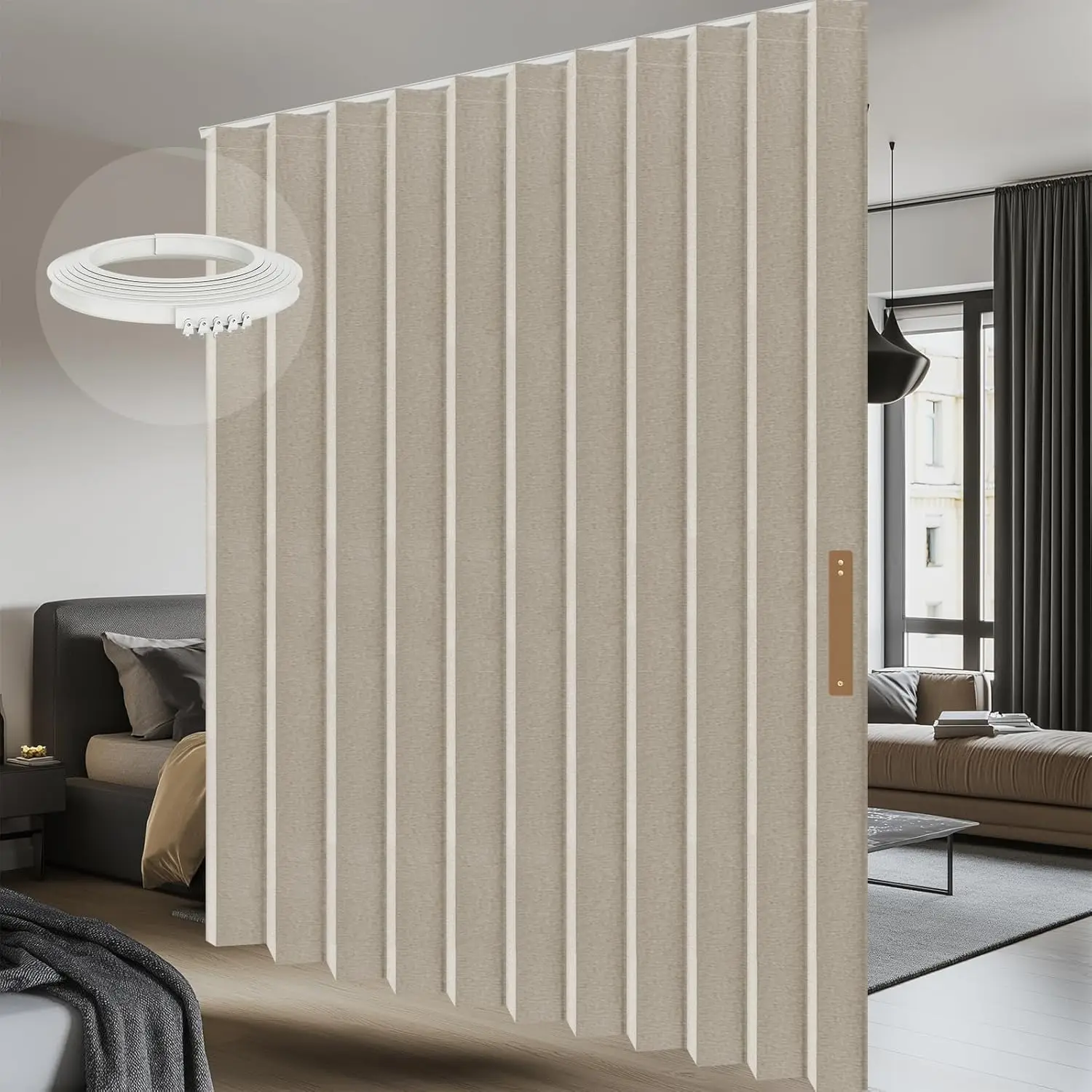 

Blackout Room Divider Curtain with Ceiling Track - Thermal Insulated, Noise Reducing for Privacy and Energy Savings