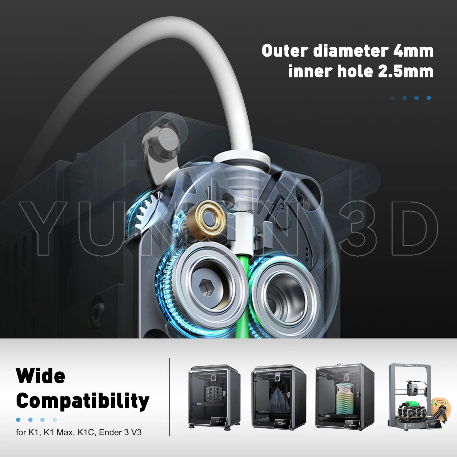 für Creality K1 Serie Rohr 3D-Drucker PTFE-Schlauch unterstützt 1,75 mm Filament für K1, K1 Max, K1C, Ender 3 V3, CR-10 Serie – Detail 3