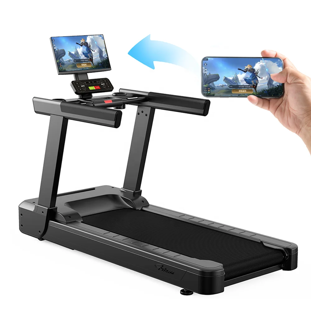 جهاز مشي فاخر 2024 آلة الجري أذكى جهاز سير مع شاشة تلفزيون معدات الصالة الرياضية جهاز سير كهربائي للمبيعات