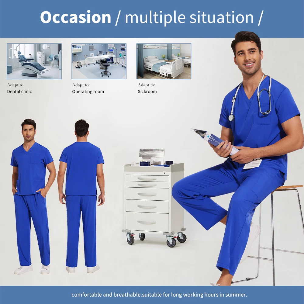 Hurtownia zestaw do peelingu pielęgniarskiego przeciwzmarszczkowy medyczne kombinezony chirurgiczne szpitalny peeling Top lekarz pielęgniarka specjalny peeling jednolity mężczyźni kobiety