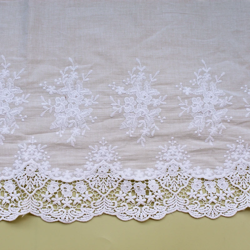 Embroidered White Flower Lace Fabric for Sewing, DIY Trim Applique, Ribbon Collar, Wedding Guipure Decor, Hot Cotton, Dubai