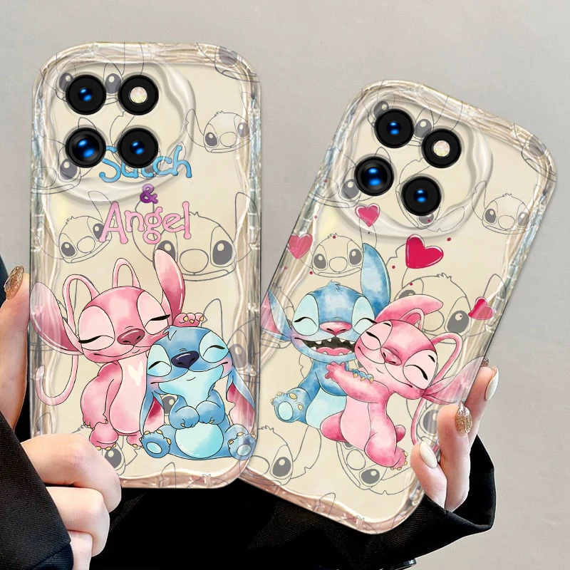 

Stitch Angel Disney Couple For Xiaomi 14 12 11 Pro Poco M6 M3 X6 X5 X4 X3 Pro Transparent Soft Wave Oil Phone Case