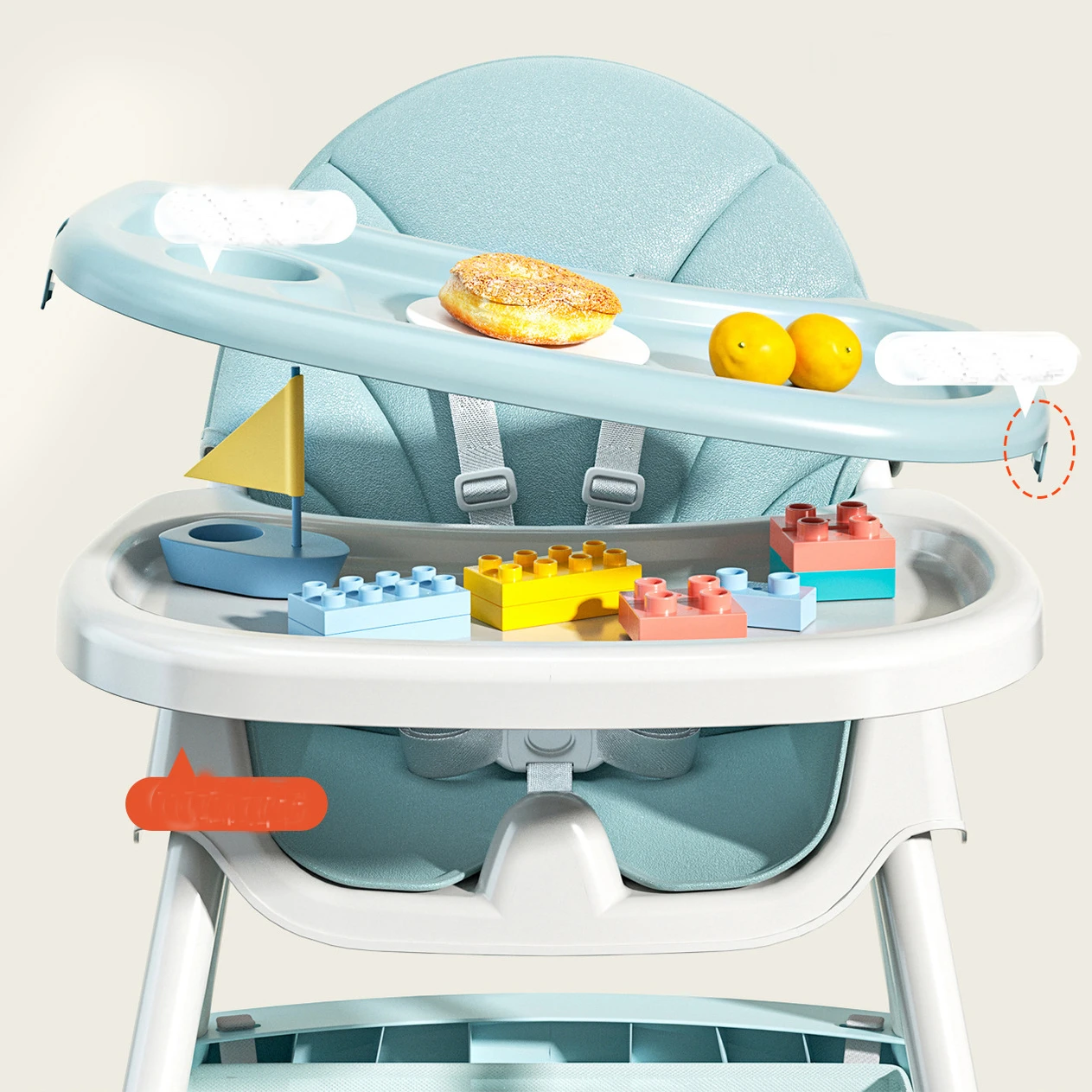 Baby Highchair for Babies Toddlers Convertible High Chair for Baby Kids Learning Table Building Block Table Stool Table Chair