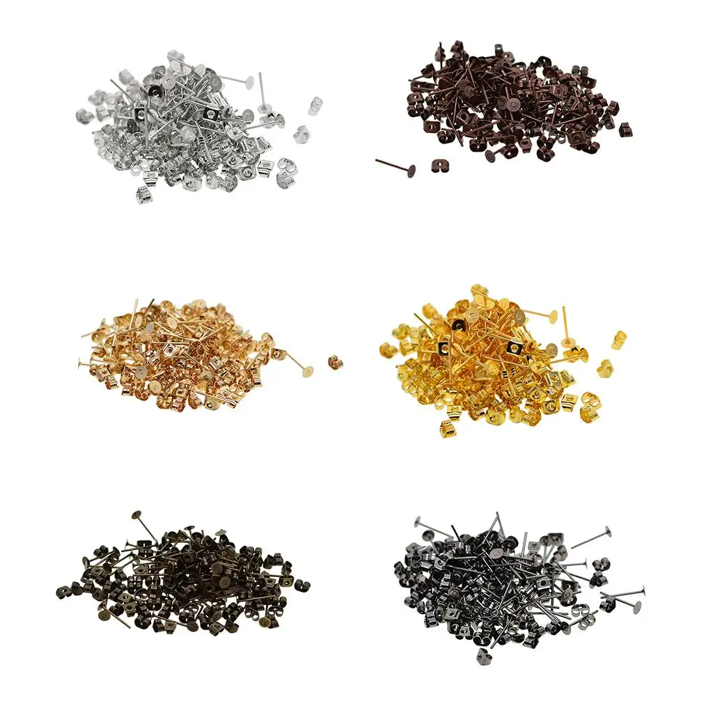 200 Pieces of 4mm Iron Earring Findings with Posts And Backs