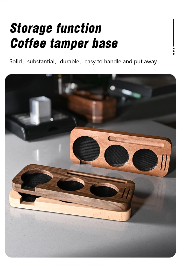 Kaffee-Tamper-Matte Ständer Siebträgerhalter Sapelert Basisgestell aus Walnussholz für 51MM 54MM 58MM Espresso-Zubehör Barista – Detail 11