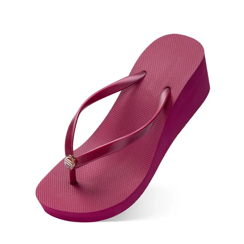 Comemore Wedge Heels Flip-flops Female Summer Casual Thick Bottom Sandals and Slippers Jelly Slipper Flip Flop Shoes for Women