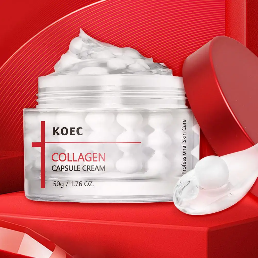 

Крем с коллагеном KOEC Collagen Capsule Cream 50г, улучшающий состояние кожи при сухости и мелких морщинках, профессиональный уход за кожей, подтягивающий и увлажняющий крем для лица с коллагеном.