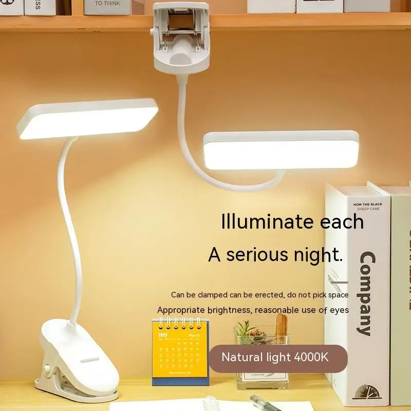 Flexible Led Table Lamp with Clip Usb Rechargeable Touch 3 Modes Dimming Eye Protection Light Bedside Reading Lights for Books