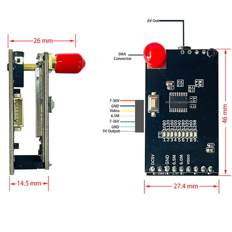 

1.2G/1.3G VRX Long range FPV VRX (1050MHz-1380MHz) With AV Out 9CH FPV Video Receiver for RC Drone Goggles Monitor FPV Goggle