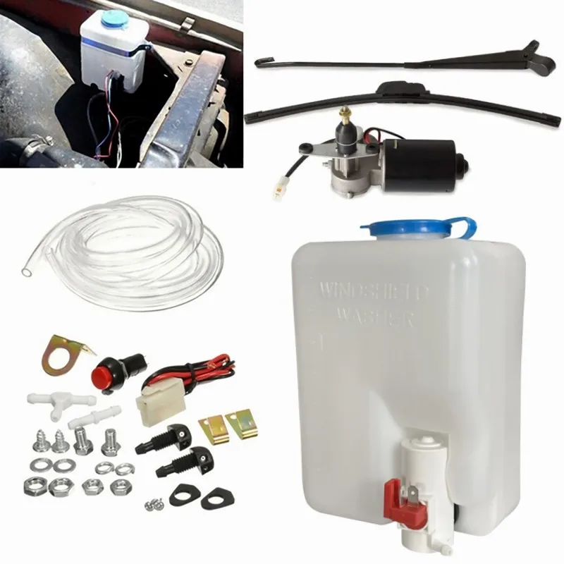 12V UTV Electric Windshield Wiper Motor Kit with Washer Pump Bottle For Polaris Ranger UTV ATV Tracktor Tricycle