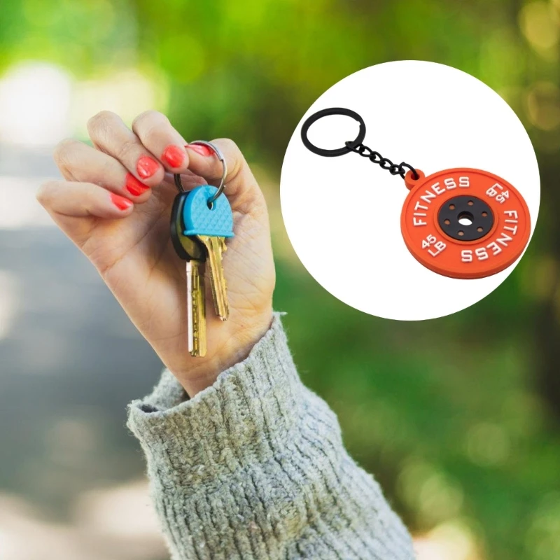 Colorful Rubber Barbell Holder Workout Enthusiast Gift Everyday Use Keyring