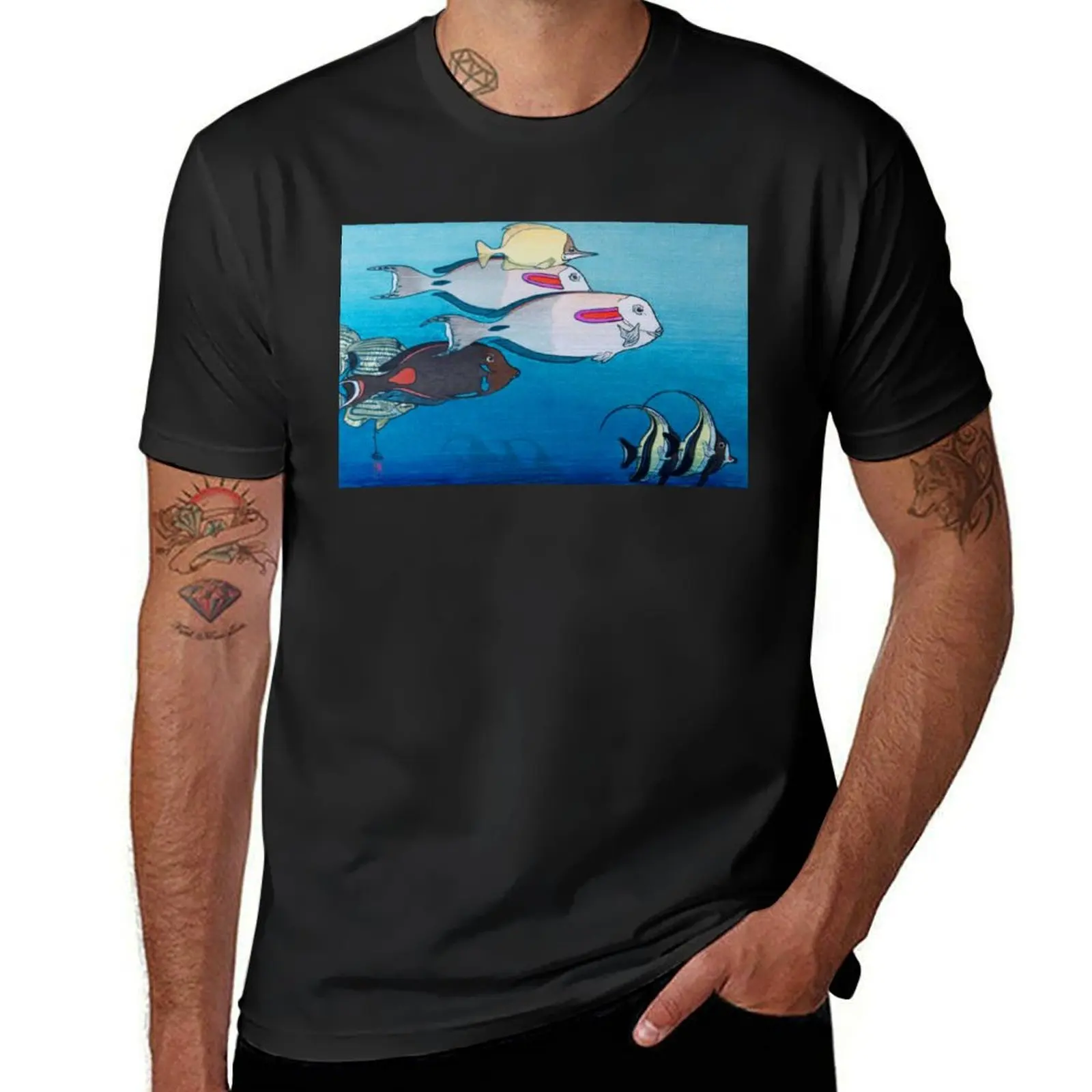 Fishes of Honolulu by Yoshida Hiroshi T-Shirt plus sizes for a boy Short sleeve tee mens graphic t-shirts funny