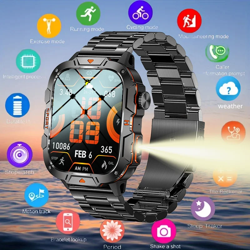 

2024 New Full Touch Smart Watch Men For Android Xiaomi Blood Pressure Oxygen Fitness Watch 5 Atm Waterproof Military SmartWatch