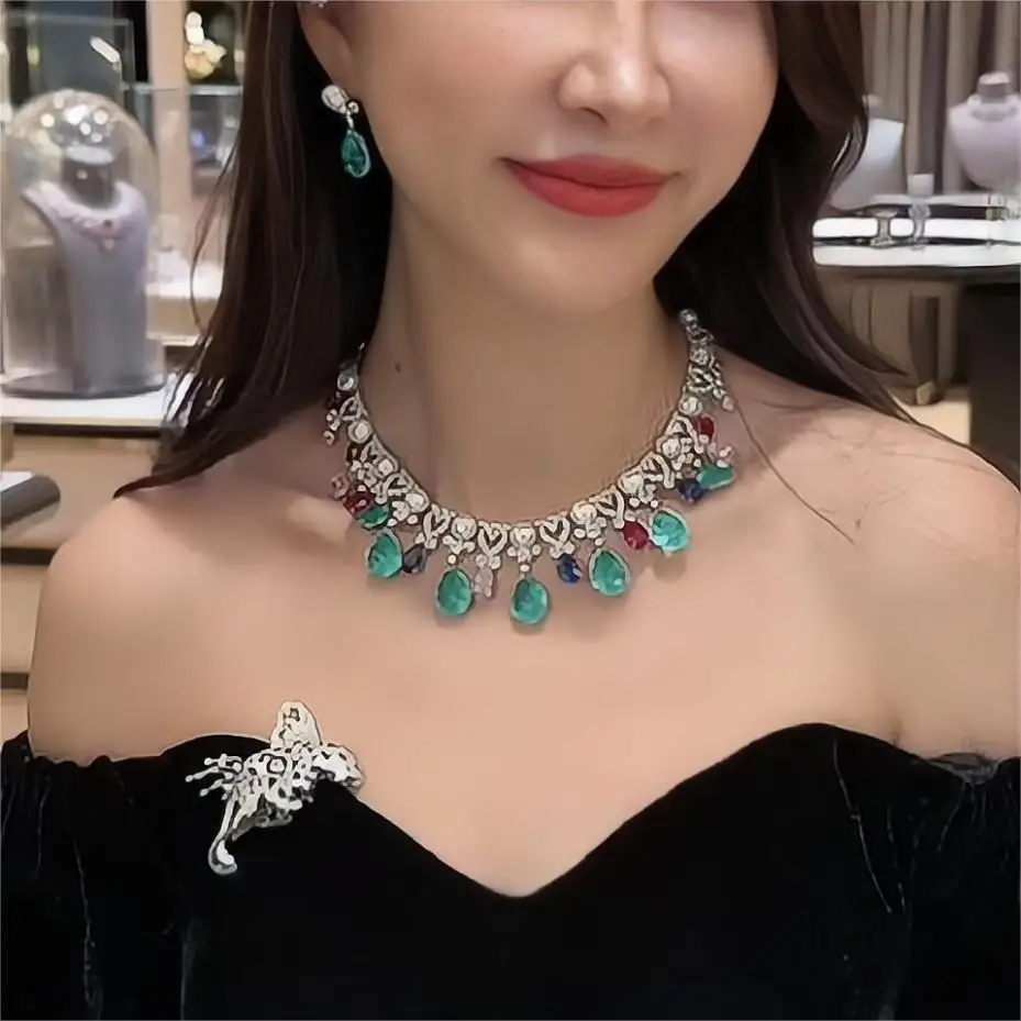 ZOCA New Arrival Top High Quality Paraiba Turmaline Fresh Water Pearls Colorful Gemstone 925 Sterling Silver Necklace for Women