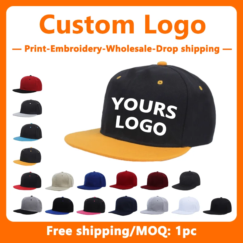 Custom Embroidery Hip-hop Snapback Hat for Men and Women Baseball Cap Wholesale DIY Design Print Sunshade Hats American style