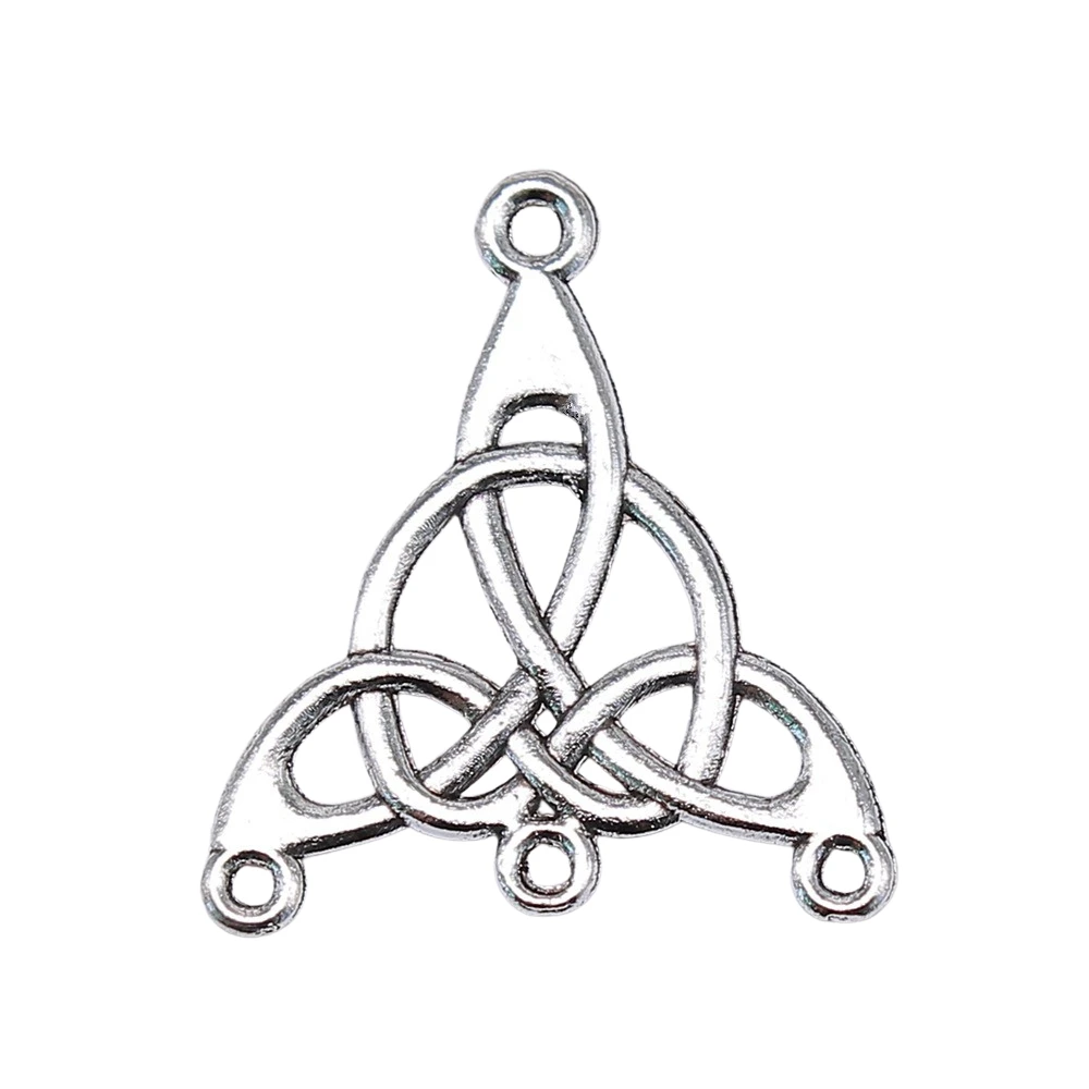 WYSIWYG 10pcs 28x25mm Vintage Jewelry Making Antique Bronze Color Earring Connector Charms Porous Triquetra Earring Connector