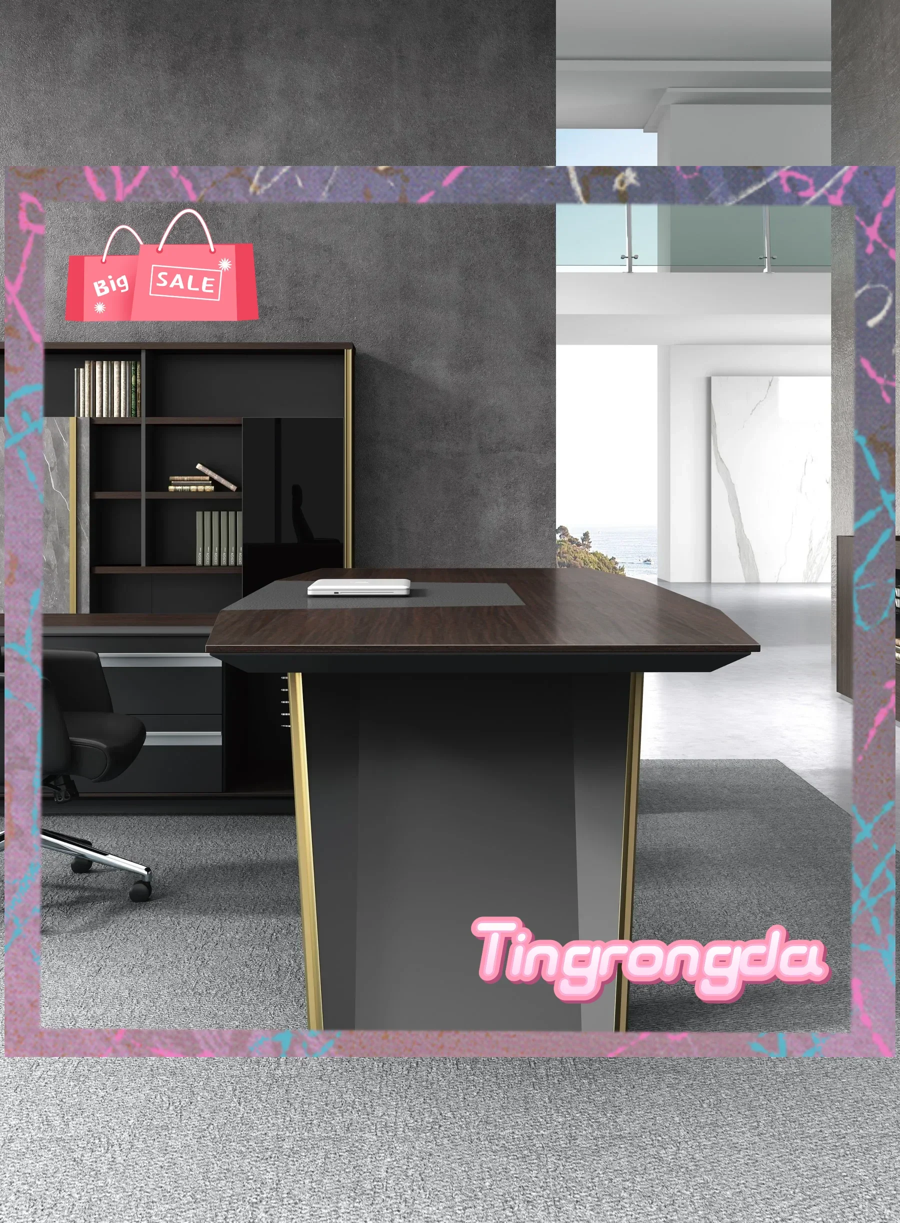 Attractive US Good Selling 2.4M Modern Design Luxury Workspace CEO Presidential Office Furniture Executive Desk