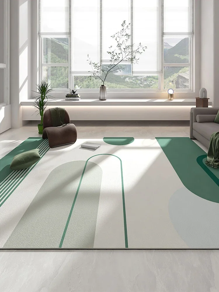 Modern Minimalist Luxury Carpets for Living Room Soft Light Green Geometric Large Rug Cream Style Bedroom Home Decor Floor Mat