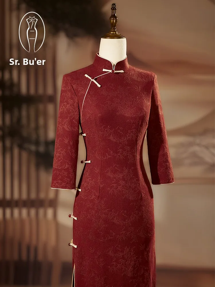 autumn-winter-new-style-wedding-dress-for-mom-traditional-chinese-wedding-ceremony-dress-mid-aged-women's-frock