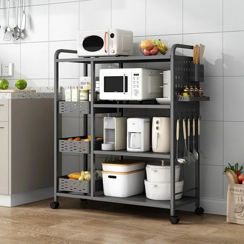 

Kitchen Multifunctional Basket Storage Rack Household Fruit Vegetable Floor Standing Multi-layer Storage Mobile Storage Rack