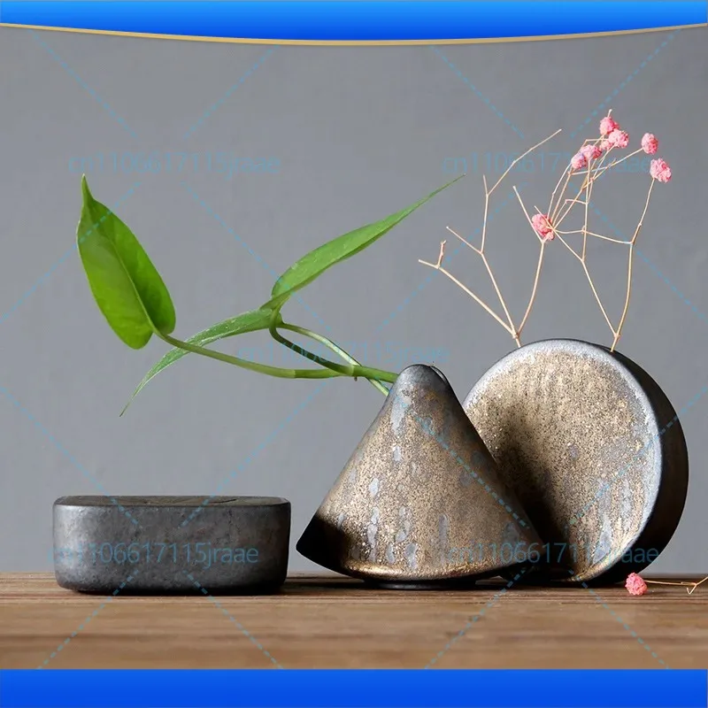 Small Vase Ornaments Crude Pottery Kiln Change Flower Arrangement Tea Ceremony Hydroponic Flower Arrangement Ceramic Mini Vase