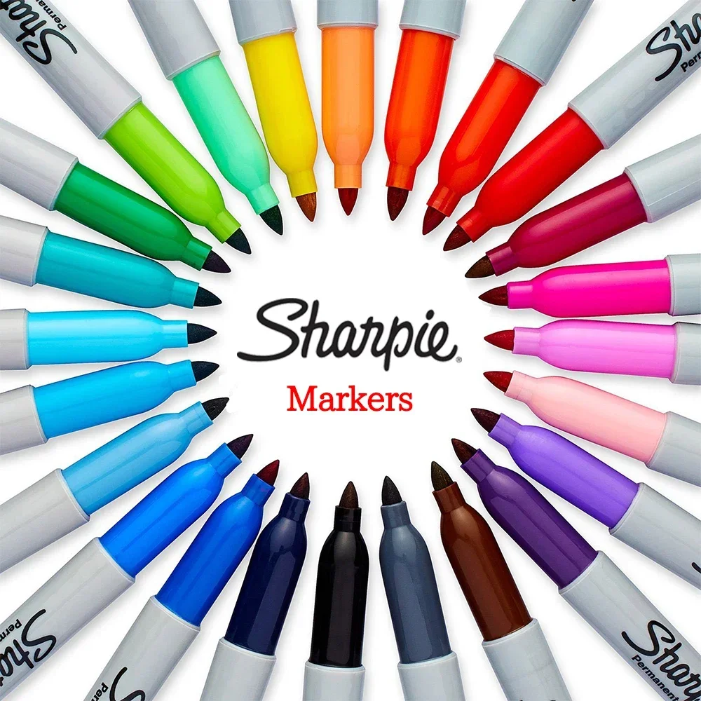 12/24pcs Sharpie Paint Markers Oil Based Permanent Markers Non Fading Industrial Laboratory Art Supplies Office Accessories