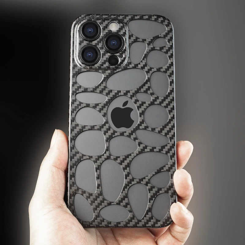 YTF-Carbon bright real carbon fiber case For iphone 14 Pro Max Forging leaky patterns case camera anti-fall cover iphone 14pro 5