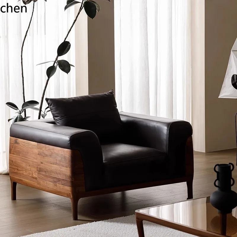 

YXY Straight Row Sofa Zen Living Room Solid Wood Genuine Leather Villa Sofa