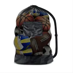 Extra Large Sports Ball Bag, Mesh Soccer Basketball Team Bag, Adjustable Shoulder Straps, Drawstring Sport Equipment Storage