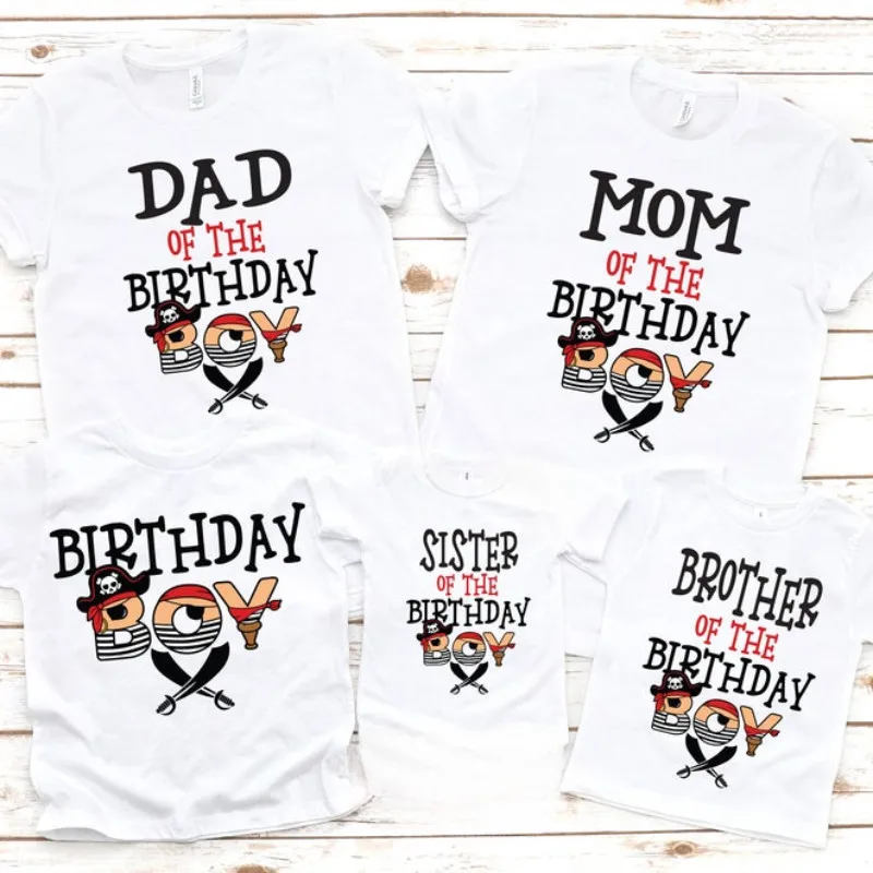 

Fashion Pirate Birthday Family Matching Shirts Men Women Kids Pirate T Shirt Funny Party Clothes Birthday Boy's T-shirt