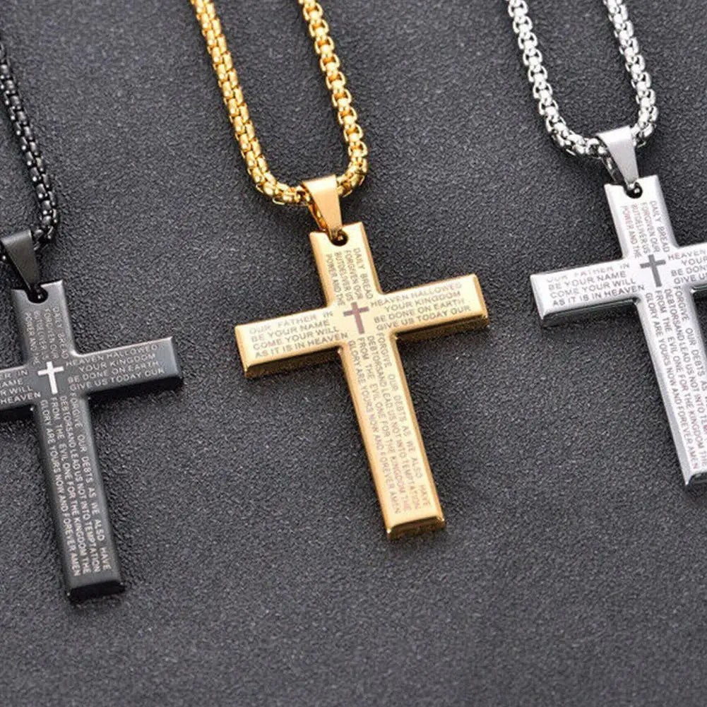 1/3 stücke Christian Bibel Kreuz Kette Halskette Stahl Großen Anhänger Halskette männer Religiöse Gebet Schmuck Corrente Masculina 2026 – Detail 8