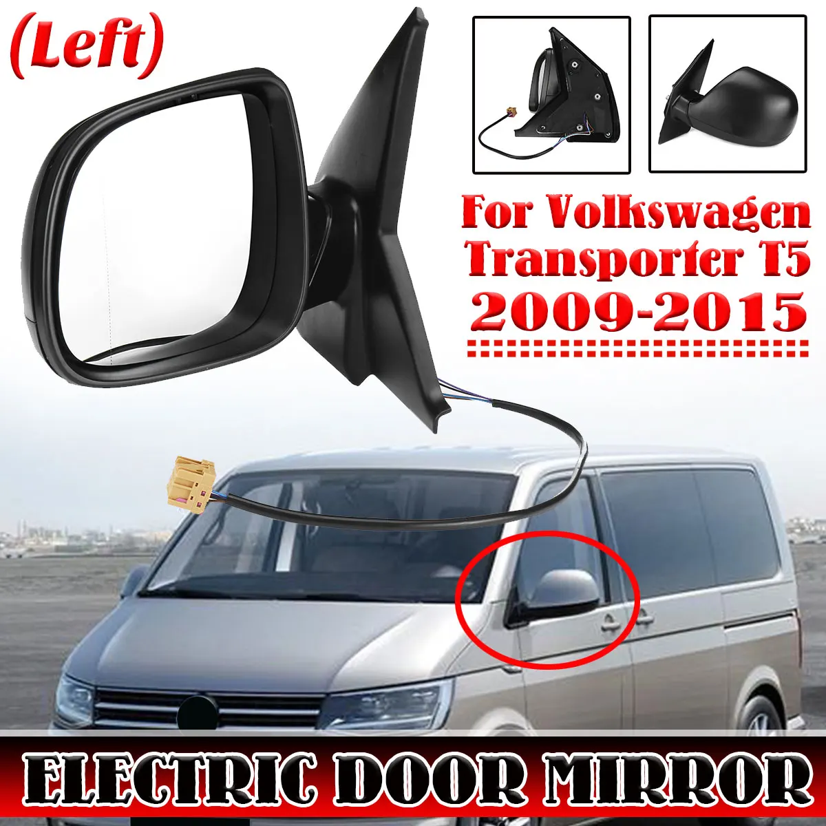 Car Rear View Side View Mirror For Volkswagen Transporter T5 2009-2015 Left + Right Car Side Wing Rear View Mirror Car Rearview