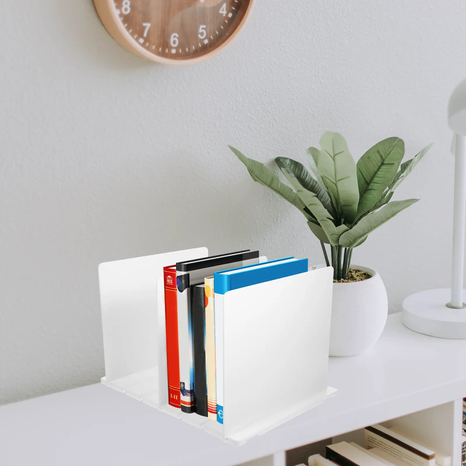 1Set Bookend Separator Sturdy ABS Desk Organizer Home Office Dormitory Document Magazine Storage File Rack Desk Organizer