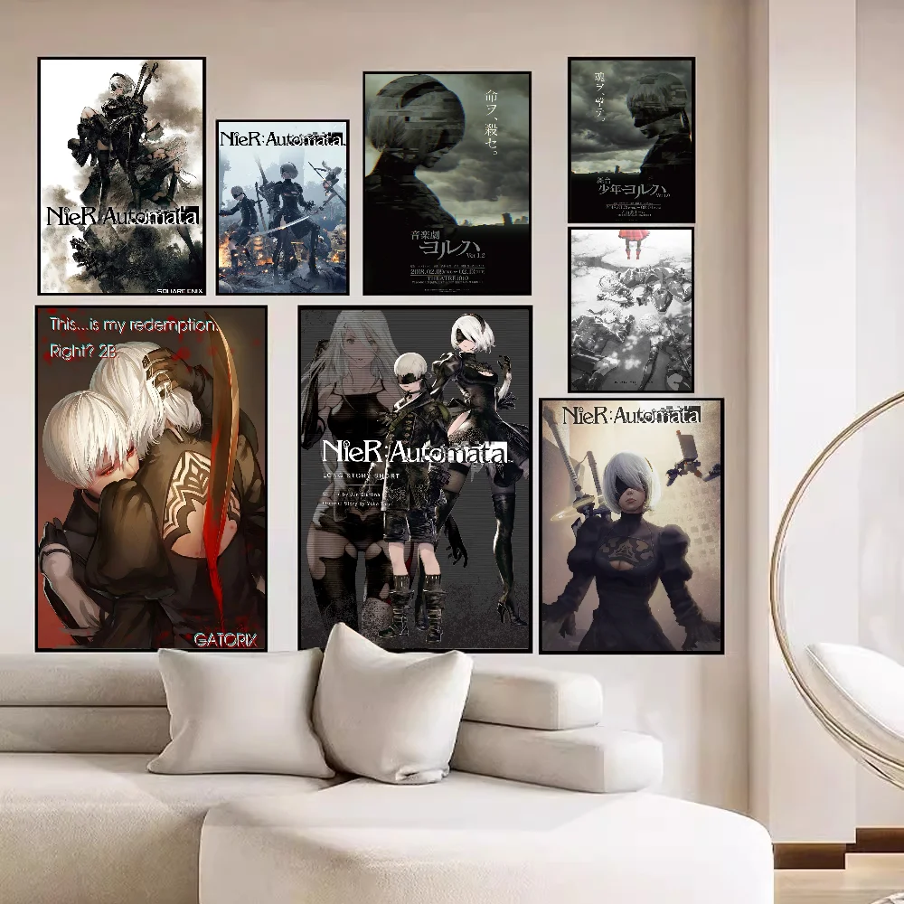 NieR Automata Self-adhesive Art Poster Decoracion Painting Wall Art White Kraft Paper Home Decor